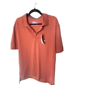 NWT Eddie Bauer Men's Burnt Orange Short Sleeve Polo Tall Large Relaxed Fit